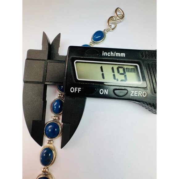 Estate Carolyn Pollack 925 Sterling Silver Lapis Lazuli Toggle Bracelet 7.5" - Picture 13 of 14